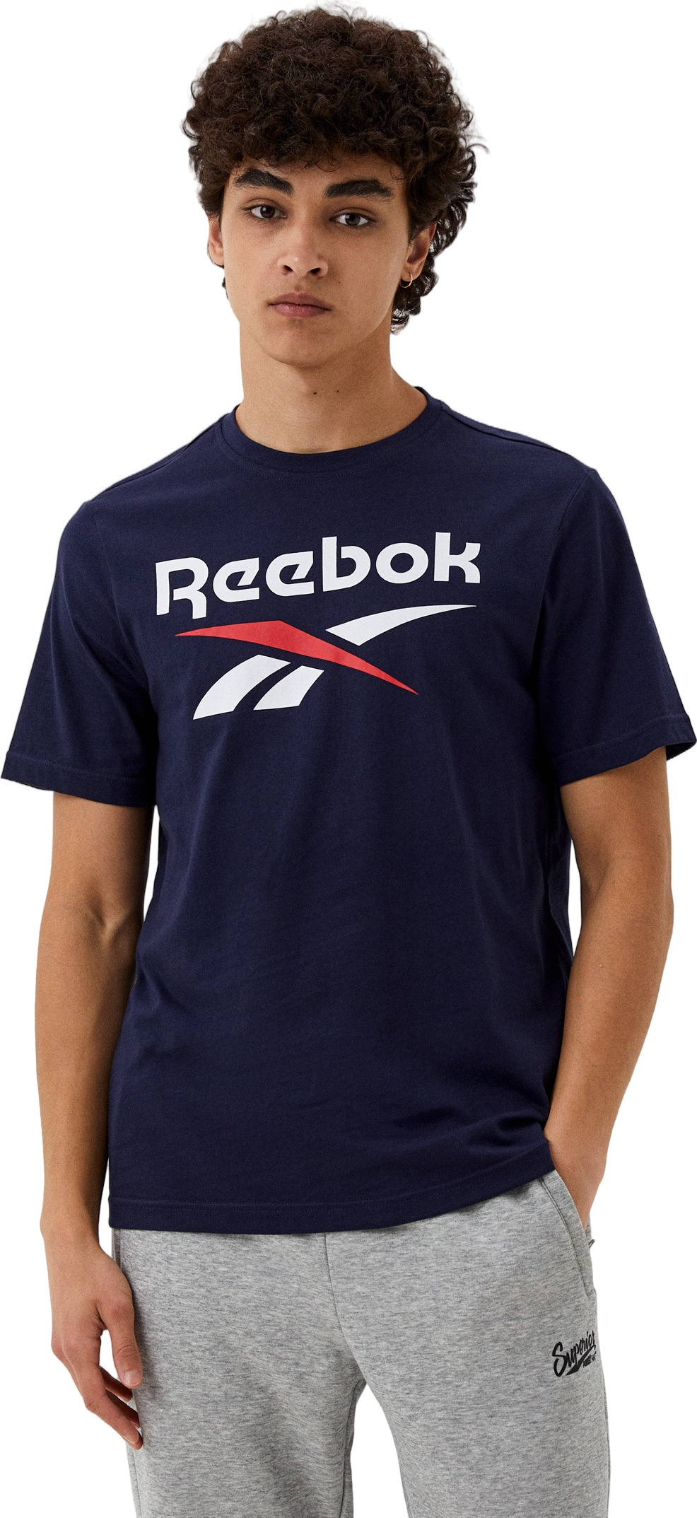 

Футболка мужская Reebok Identity Stacked Logo T-Shirt синяя XL, Синий, Identity Stacked Logo T-Shirt