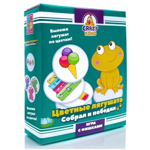 

Игра с фишками Crazy Koko Цветные лягушата. Собрал и победил Vladi Toys