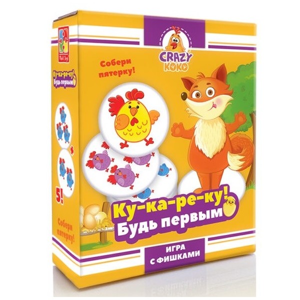 фото Игра с фишками crazy koko ку-ка-ре-ку! будь первым vladi toys