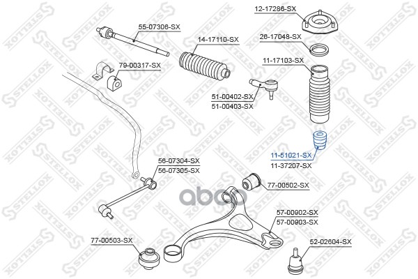 

11-51021-Sх_Отбойник Амортизатора Переднего Нуundаi Sаntа Fе 00> STELLOX 1151021sx