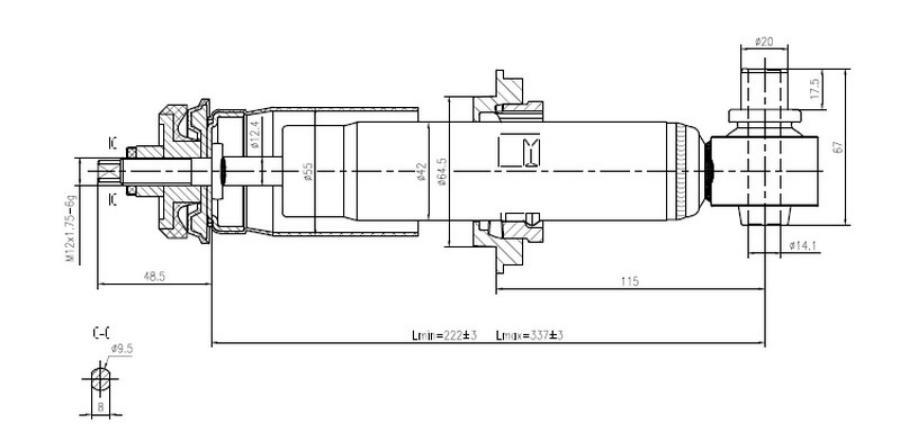 

87-03405-Sх_Амортизатор Кабины С Втулк. Перед. Регулир. 230-345 I/О 20Х46 Vоlvо Fм9/12 Fн1
