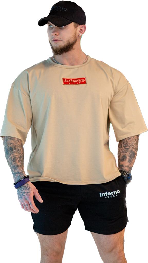 

Футболка мужская INFERNO style Ф-008-001 бежевая M, Бежевый, Ф-008-001