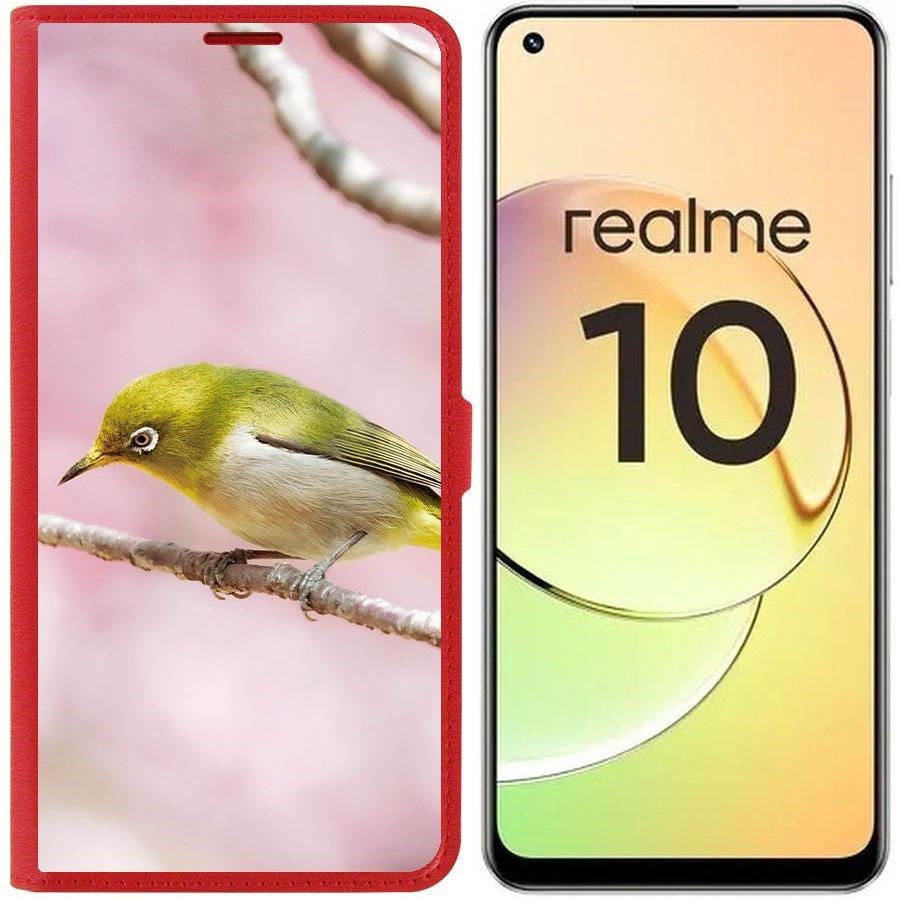 

Чехол-книжка Eco Book для Realme 10 4G Японская белоглазка, Красный