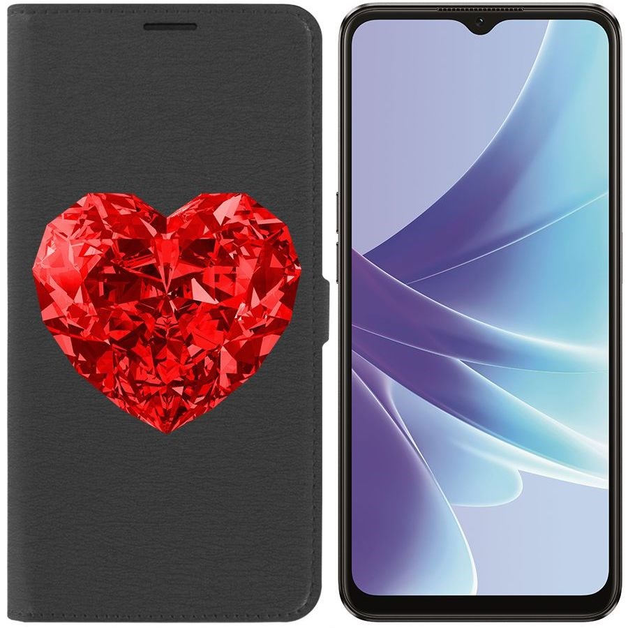 

Чехол-книжка Eco Book для Oppo A57 Рубиновое сердце, Черный
