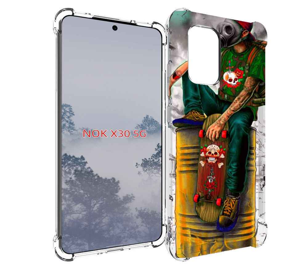 

Чехол MyPads скейтер в противогазе для Nokia X30 5G, Tocco