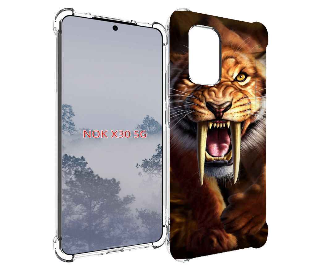 

Чехол MyPads саблезубый злой тигр для Nokia X30 5G, Tocco