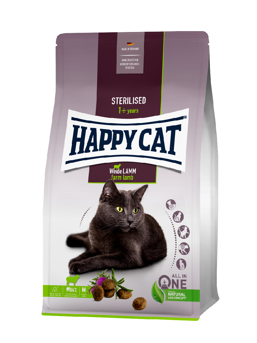 фото Сухой корм для кошек happy cat adult sterilised, ягненок, 1,3 кг