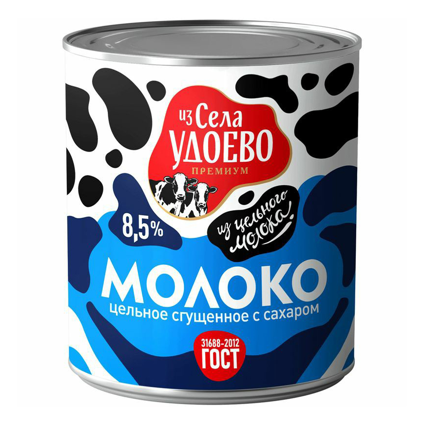 

Сгущенное молоко Из села Удоево цельное с сахаром 8,5% БЗМЖ 370 г