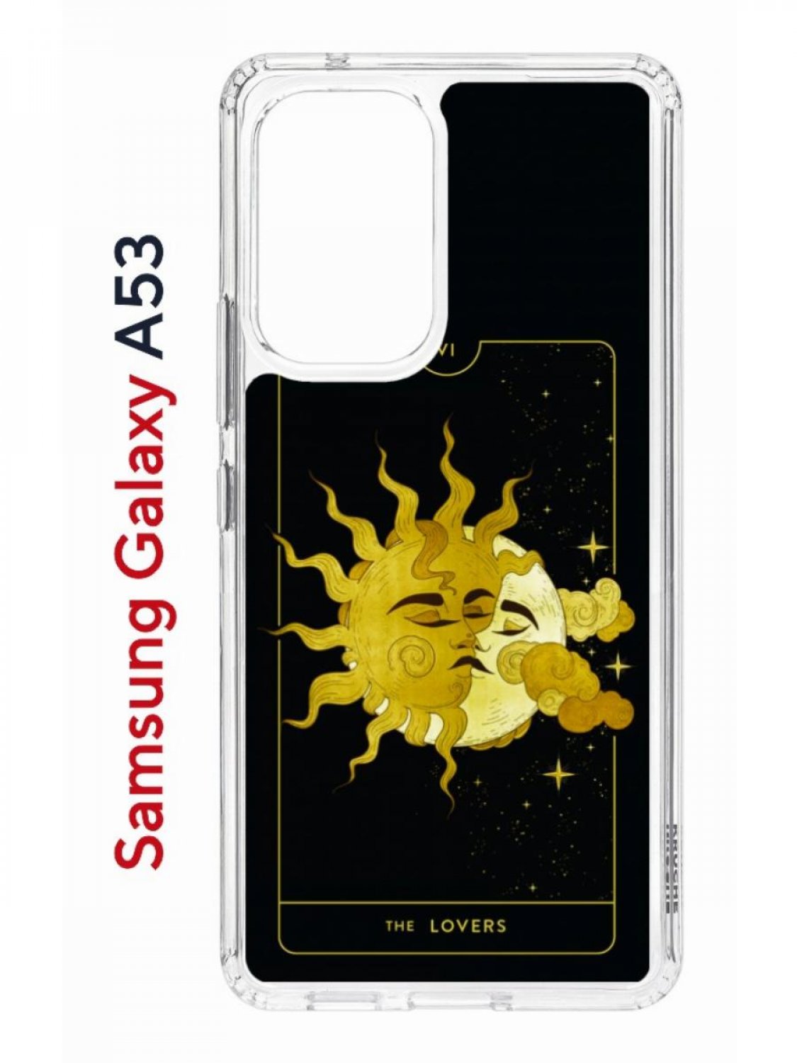 

Чехол на Samsung A53 5G Kruche Print Tarot Lovers,противоударный бампер,с защитой камеры, Прозрачный;черный;желтый;коричневый, Самсунг Галакси А53