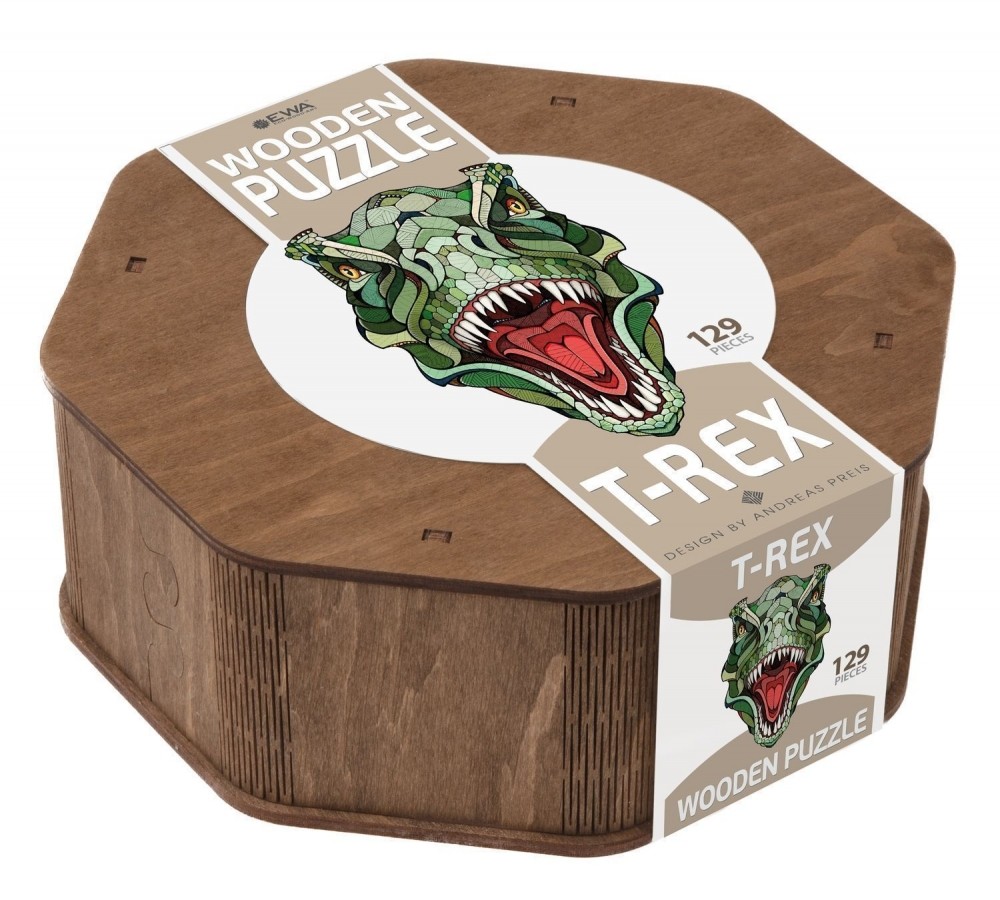 Купить Деревянный пазл-головоломка EWA Динозавр T-REX XL, 40x24 см Eco Wood Art,