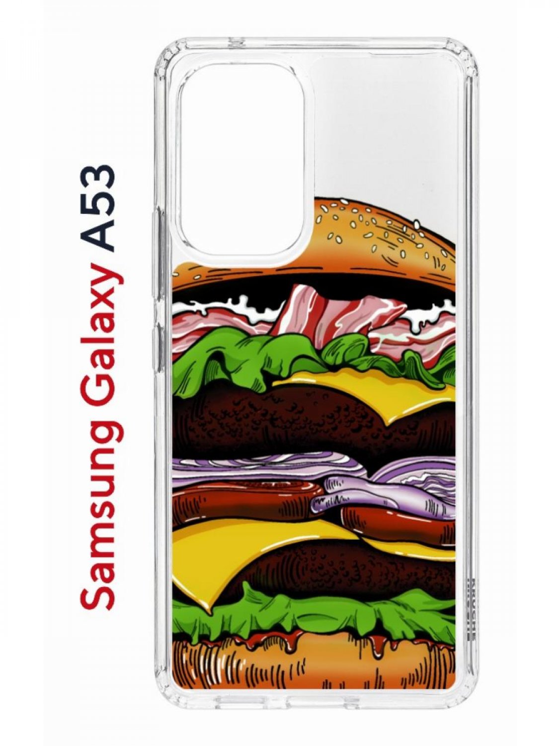 Чехол на Samsung A53 5G Kruche Print Бургер,противоударный бампер,с защитой камеры