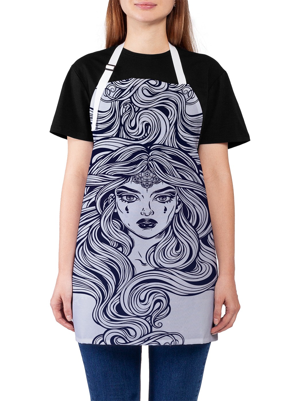 

Фартук женский JoyArty для готовки "Девушка Горгона", универсальный размер, Серый