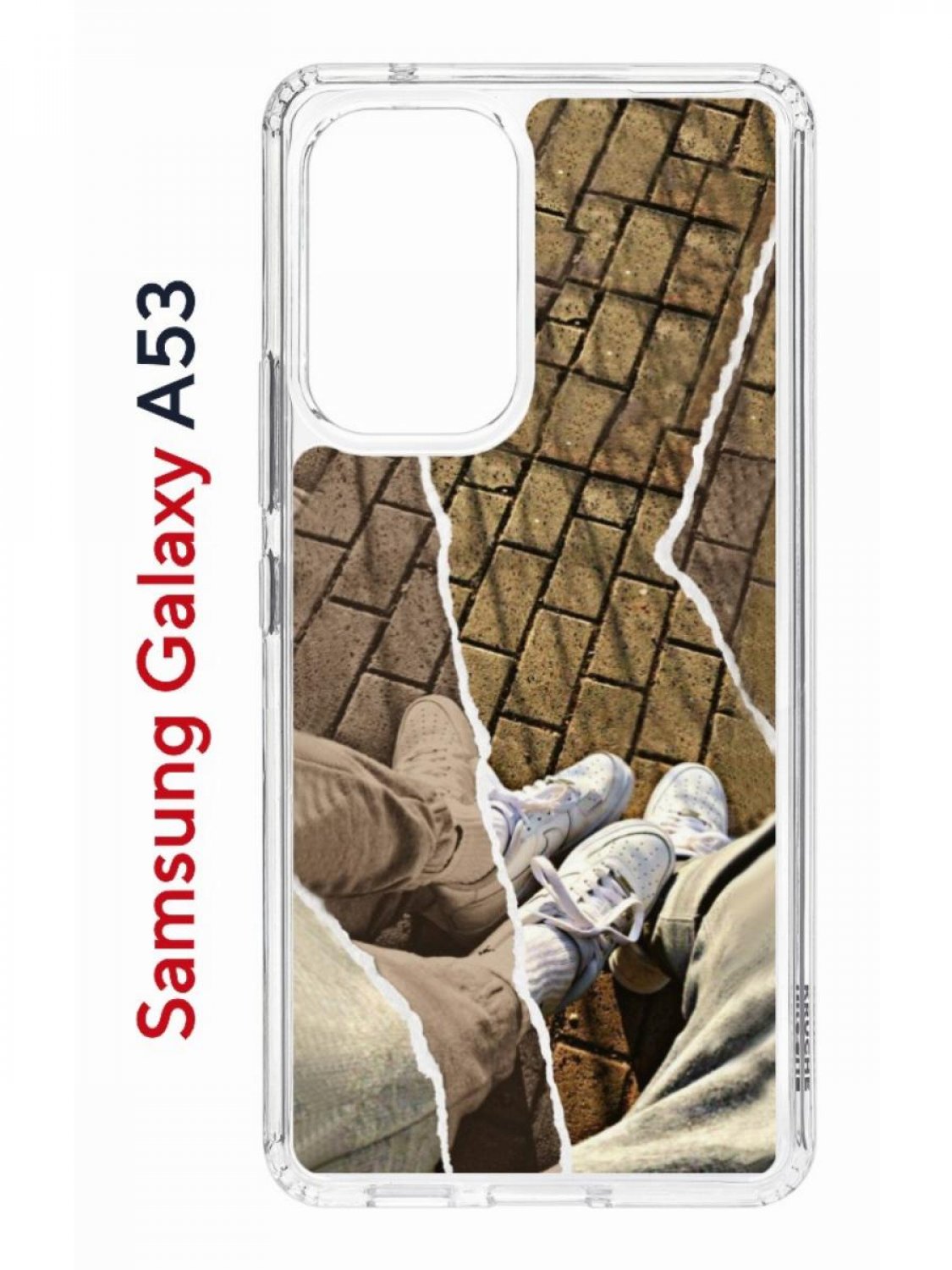 Чехол на Samsung A53 5G Kruche Print Пара белые кроссы,противоударный бампер,защита камеры