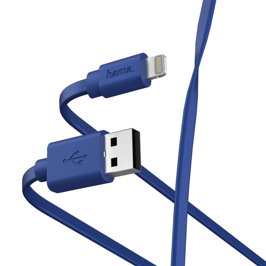 фото Кабель hama lightning, usb 2.0 (m), 1м, mfi, синий [00187232]