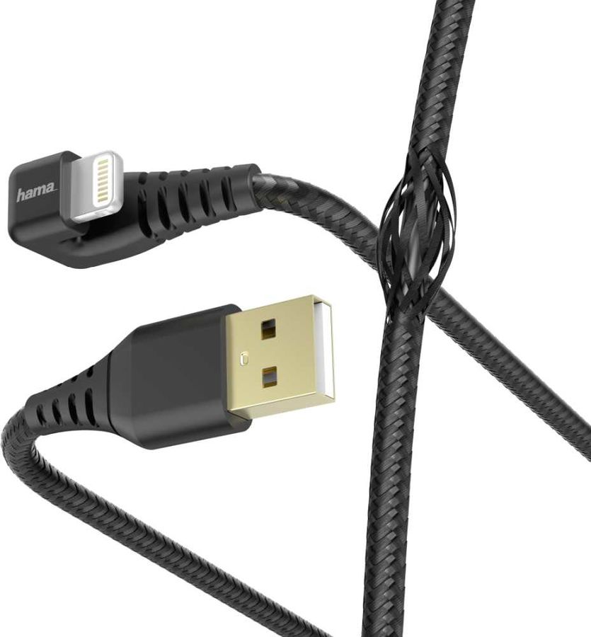 фото Кабель hama lightning (m), usb 2.0 (m), 1.5м, mfi, черный [00187221]