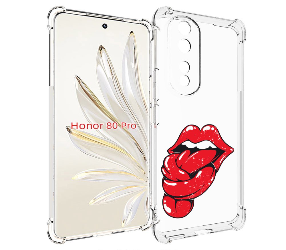 

Чехол MyPads яркие губы с языком для Honor 80 Pro, Прозрачный, Tocco