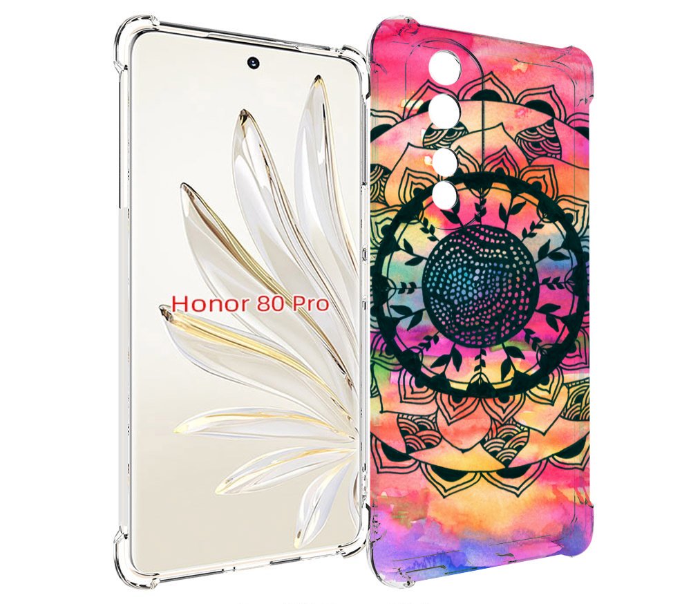 

Чехол MyPads яркая абстракция круглый цветок для Honor 80 Pro, Прозрачный, Tocco