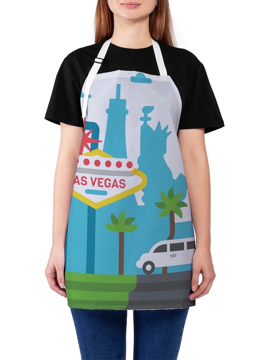 

Фартук женский JoyArty для готовки "Лимузин в Лас-Вегасе", универсальный размер, Голубой