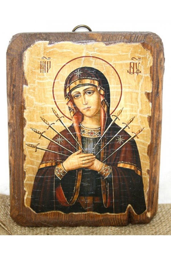 

Икона Божией Матери «Семистрельная»под старину, на дереве (13х17),50024