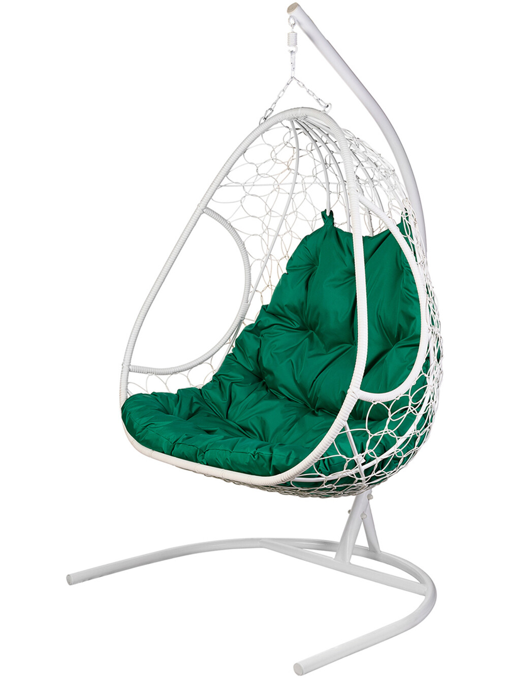 фото Кресло подвесное bigarden "primavera", белое, со стойкой, зеленая подушка