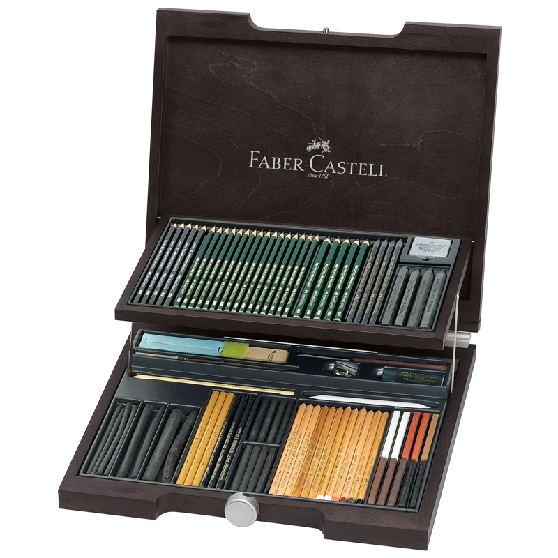 фото Художественные изделия faber-castell pitt monochrome набор 85 предметов, в дерев.коробке