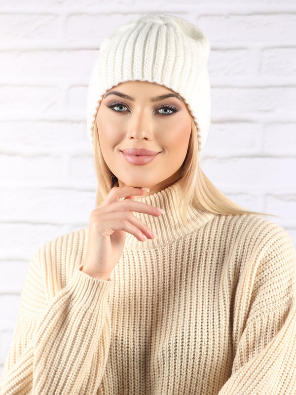 

Шапка бини женская Pretty Mania MF614 молочная р, Бежевый, MF614