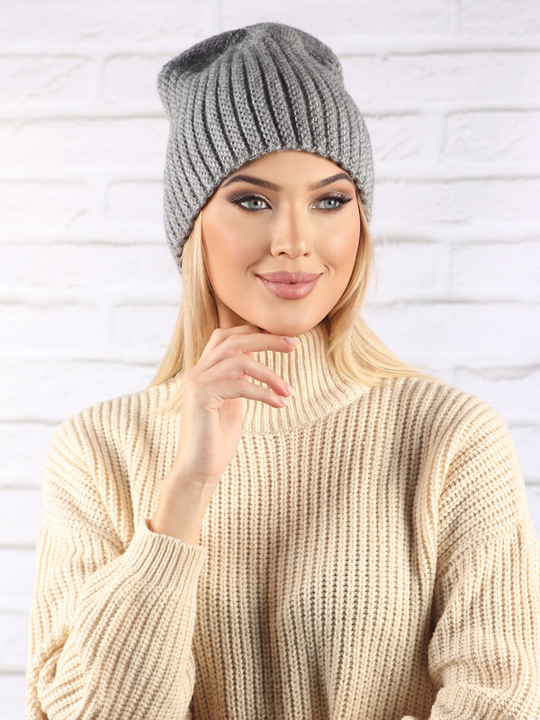 

Шапка бини женская Pretty Mania MF615 серая р, Серый, MF614
