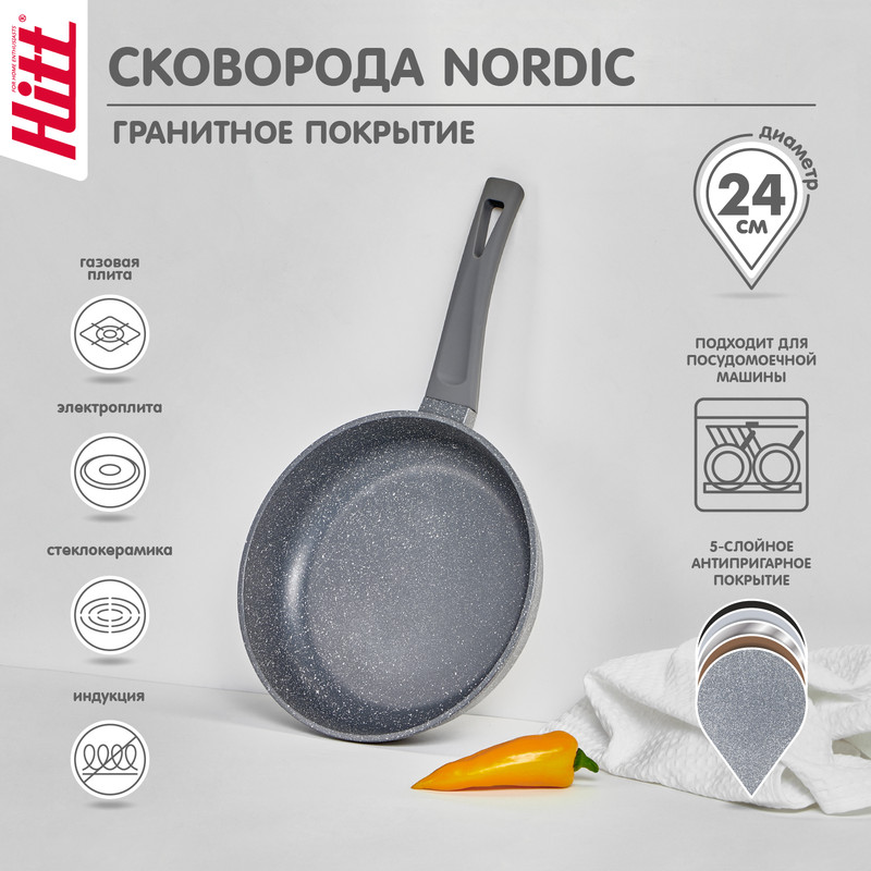 Сковорода HITT Nordic 24см из литого алюминия с а/п