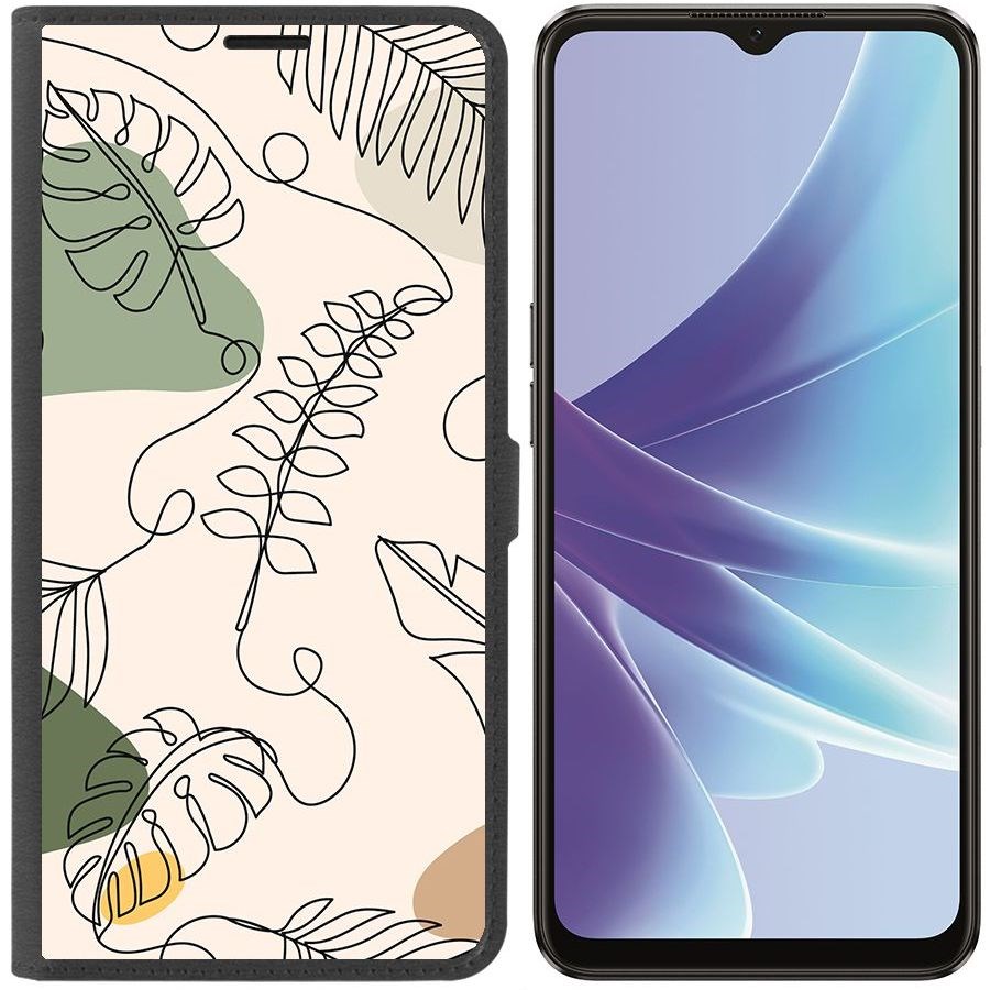 

Чехол-книжка Eco Book для Oppo A57 Линия весны, Черный