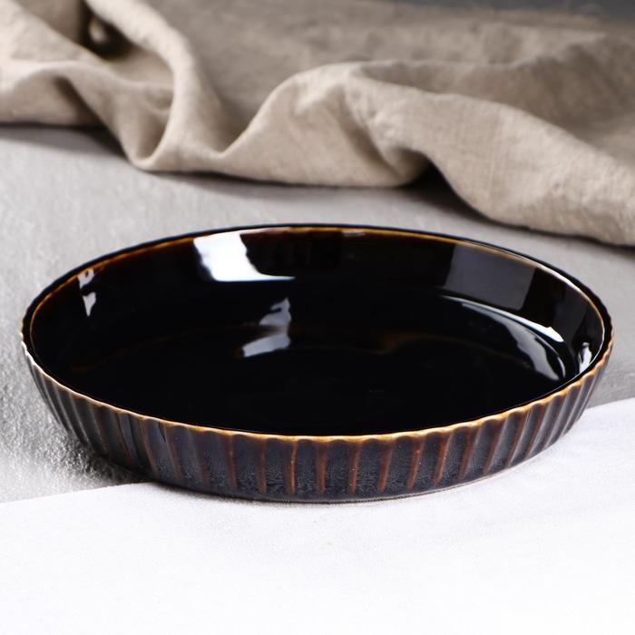 фото Форма для выпечки "круг", коричневая, керамика, 26 см керамика ручной работы