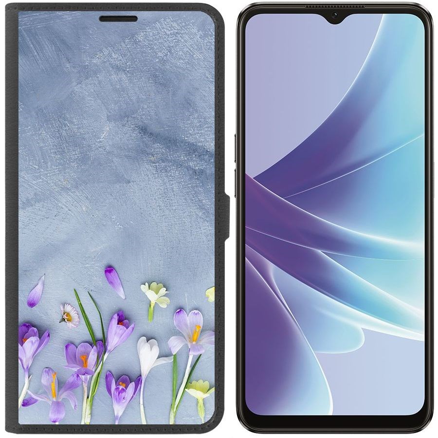 

Чехол-книжка Eco Book для Oppo A57 Цветочное настроение, Черный