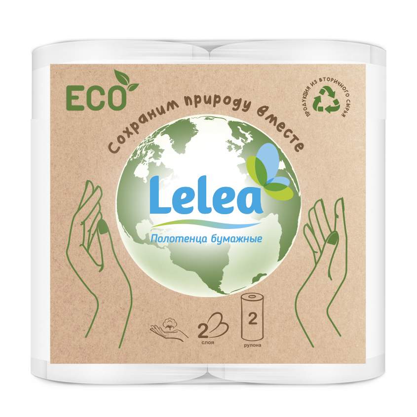 

Полотенца бумажные LELEA ECO 2-х слойные 2 шт, Белый, 189689