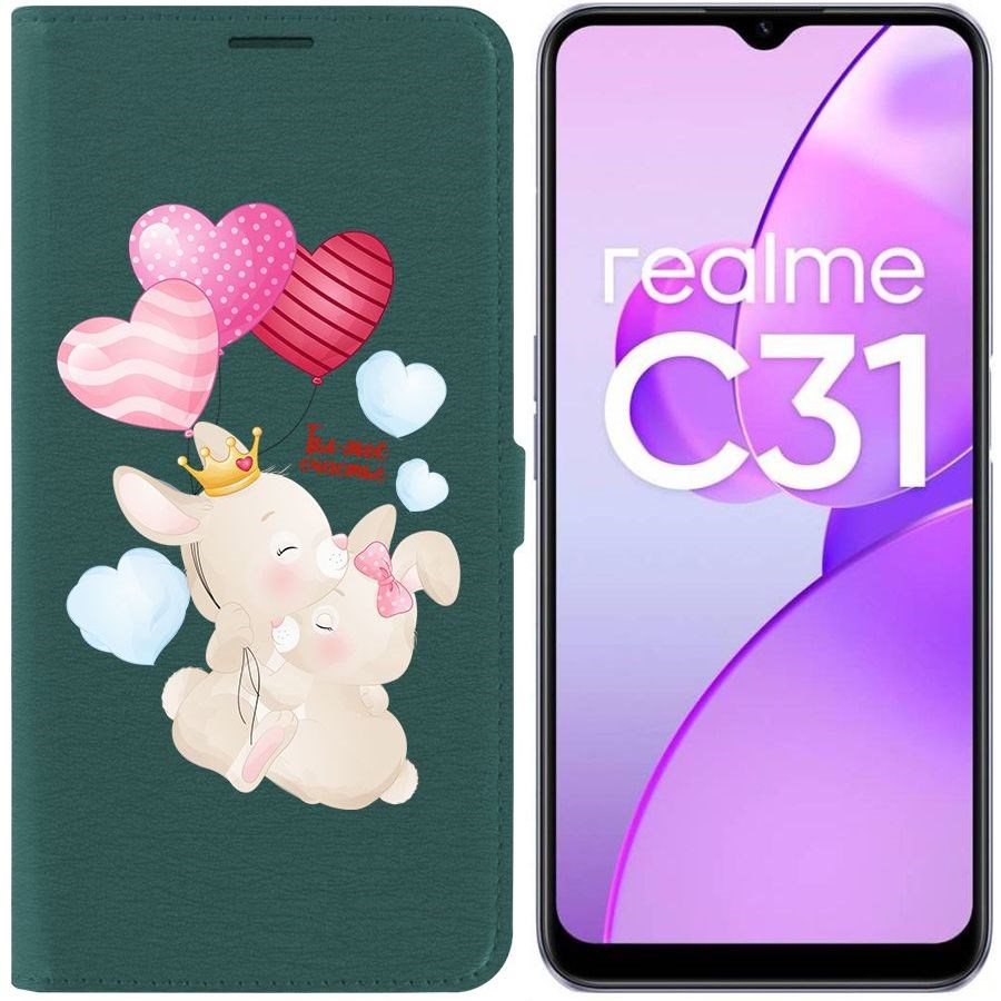 

Чехол-книжка Eco Book для Realme C31 Ты-моё счастье, Зеленый