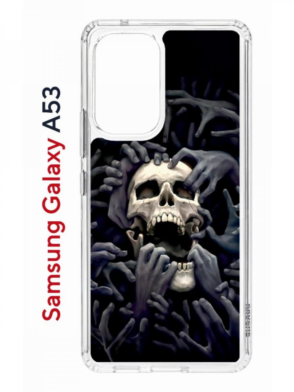 Чехол на Samsung A53 5G Kruche Print Skull Hands,противоударный бампер,с защитой камеры