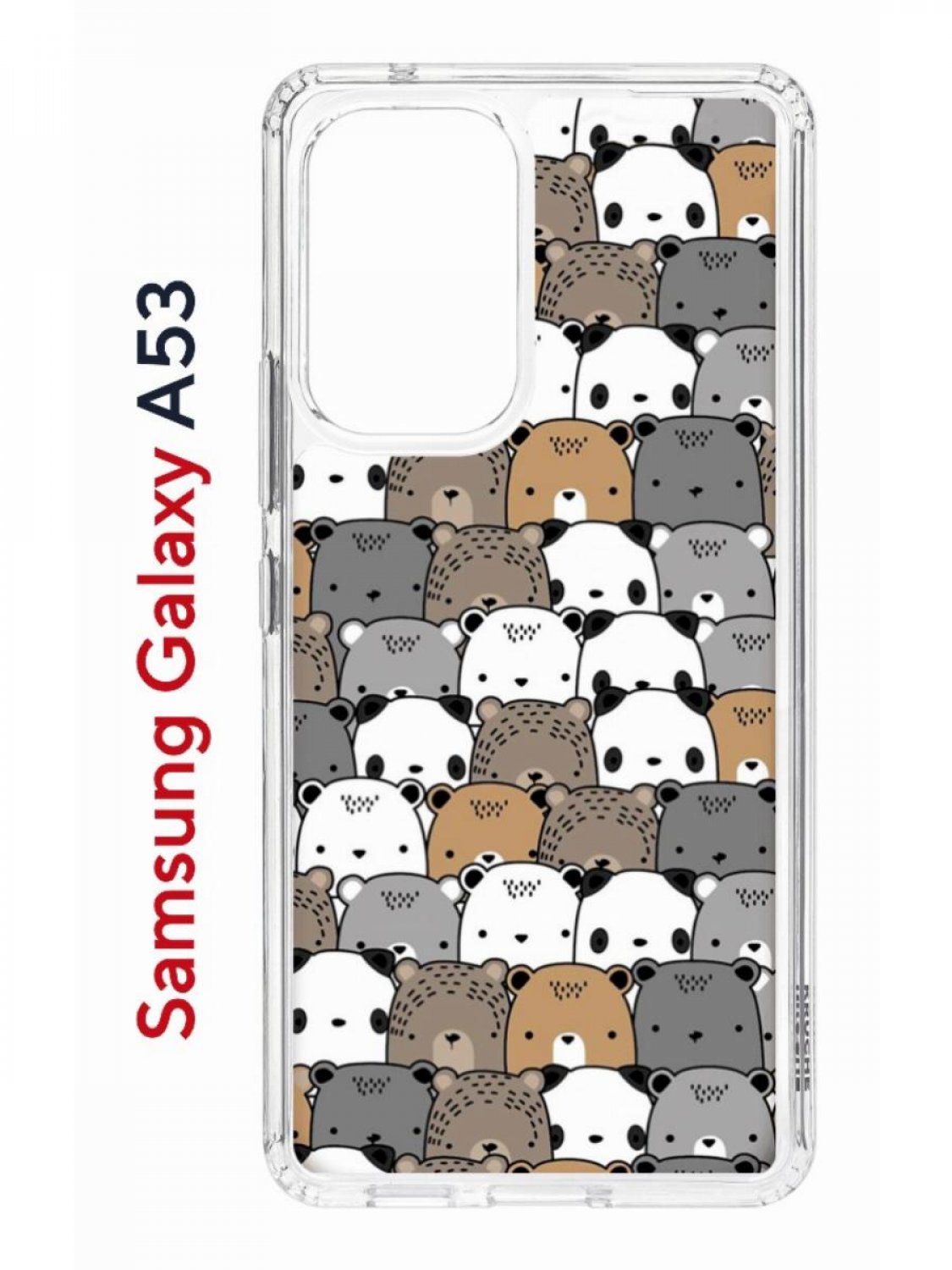Чехол на Samsung A53 5G Kruche Print Медвежата,противоударный бампер,с защитой камеры