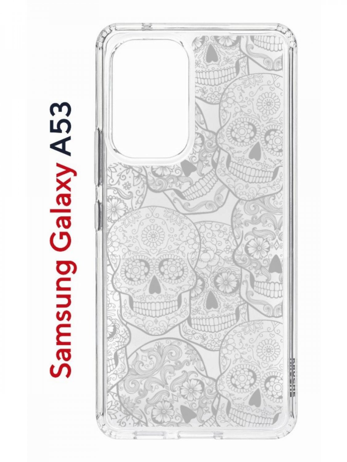 Чехол на Samsung A53 5G Kruche Print Skull White,противоударный бампер,с защитой камеры