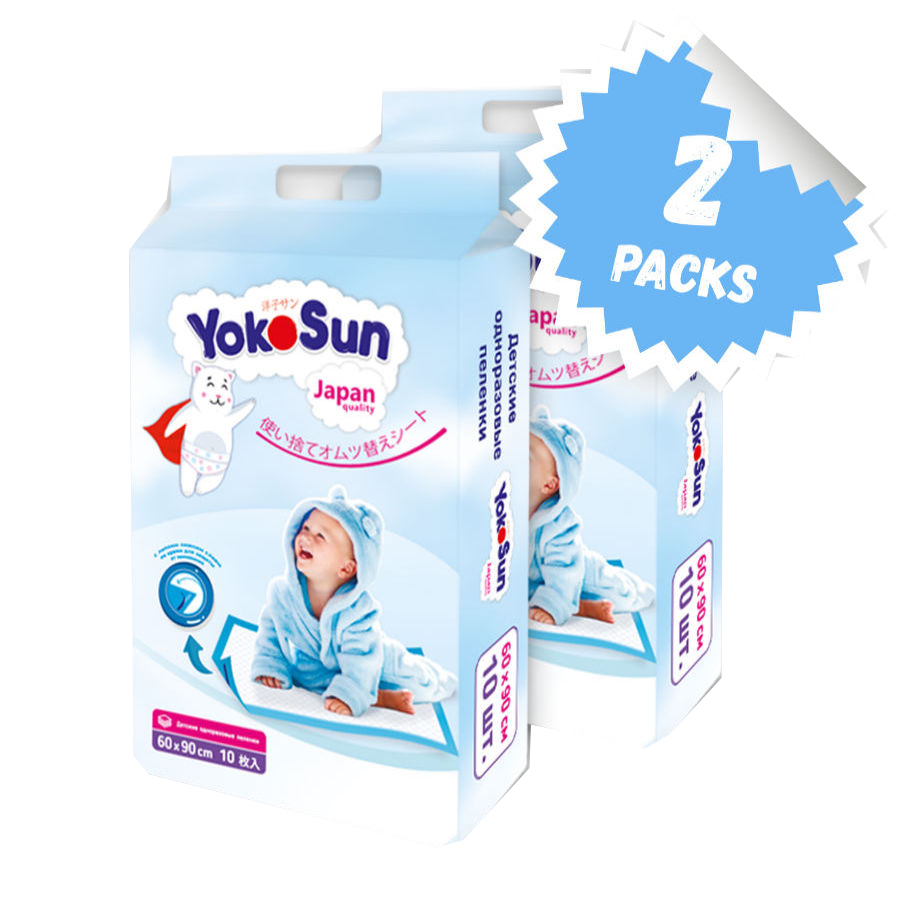 Детские одноразовые пеленки YokoSun размер 60х90 см, 2 упаковки по 10 шт