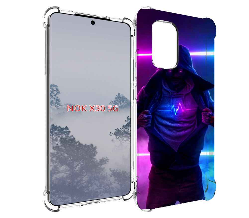 

Чехол MyPads парень в капюшоне неоновый для Nokia X30 5G, Tocco