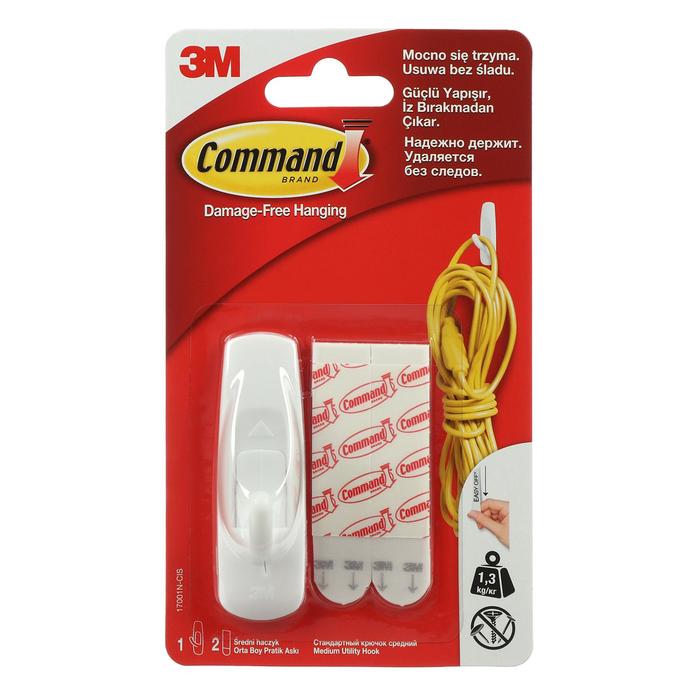 

Легкоудаляемый крючок Command, средний, 1 шт