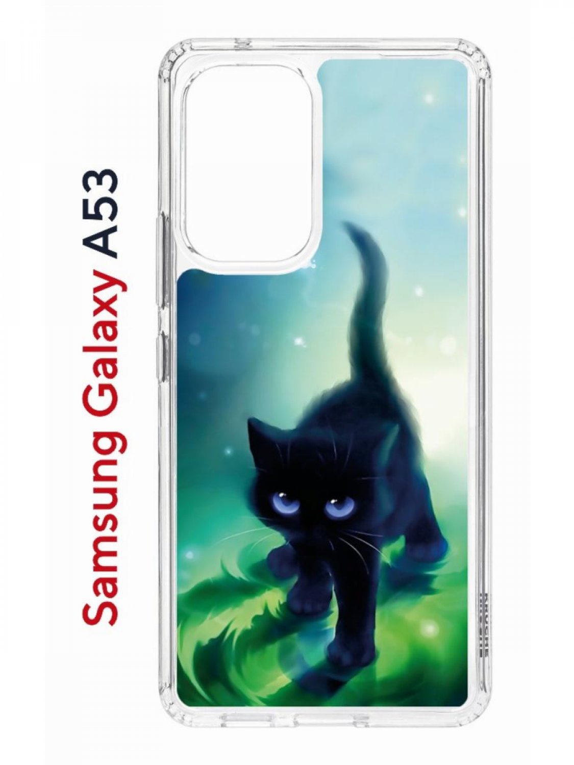 Чехол на Samsung A53 5G Kruche Print Черный кот,противоударный бампер,с защитой камеры