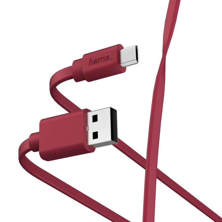 Кабель HAMA microUSB (m), USB A(m), 1м, красный [00187227]