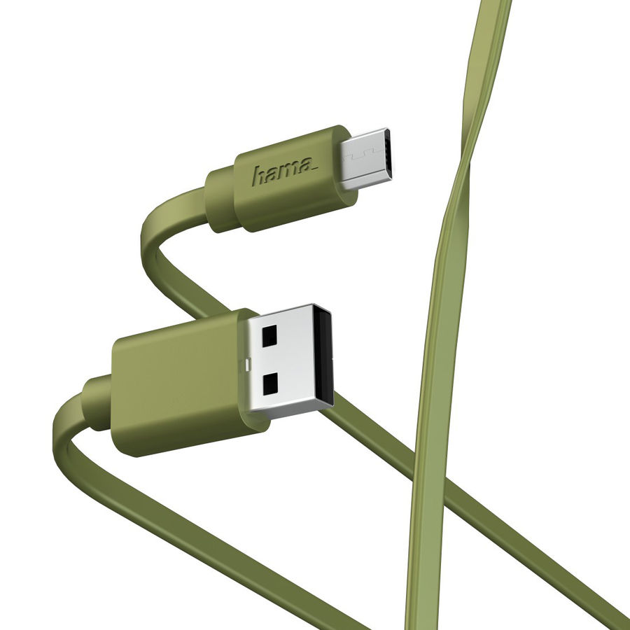 Кабель HAMA microUSB (m), USB A(m), 1м, зеленый [00187228]