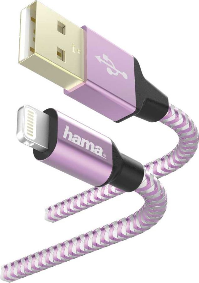 

Кабель HAMA Lightning, USB 2.0 (m), 1.5м, MFI, фиолетовый [00187202]