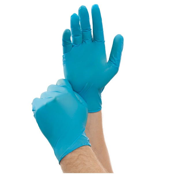 Перчатки нитриловые одноразовые текстурированные хозяйственные Wally Plastic, синие, XS
