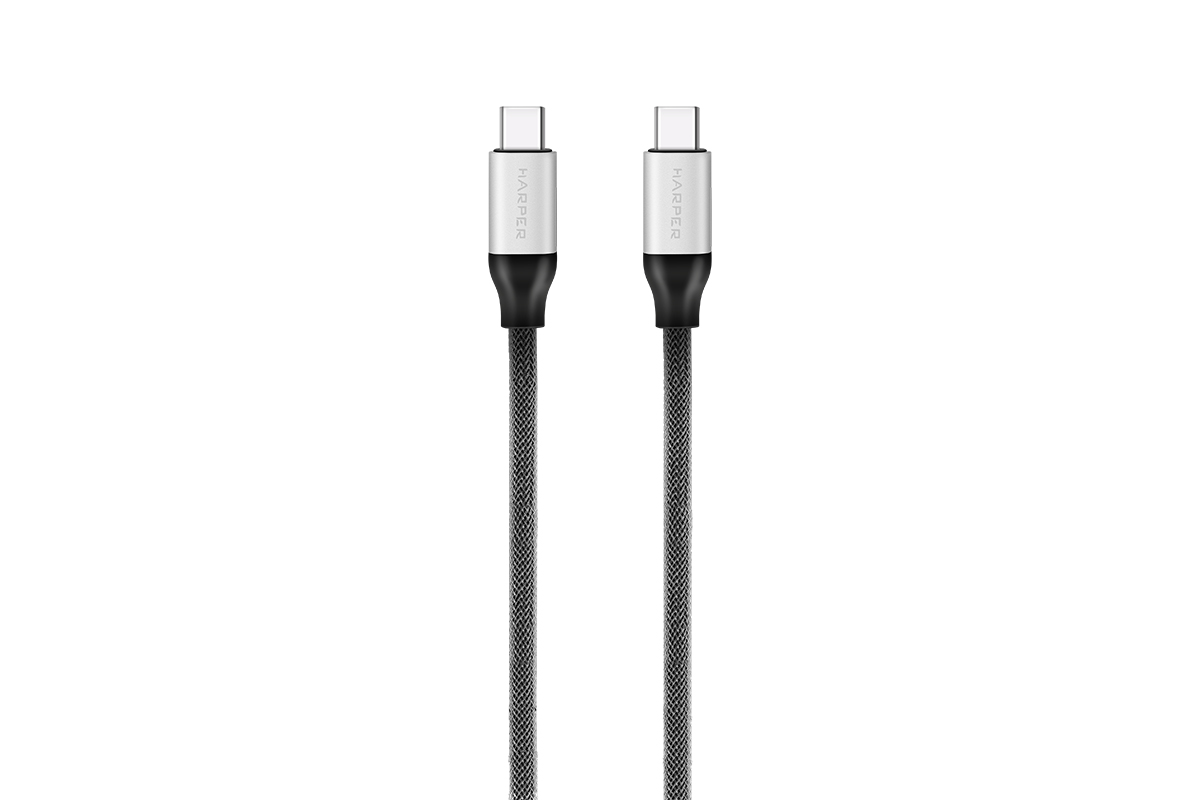 фото Кабель harper brch-770, usb type-c (m), usb type-c (m), 1м, серебристый