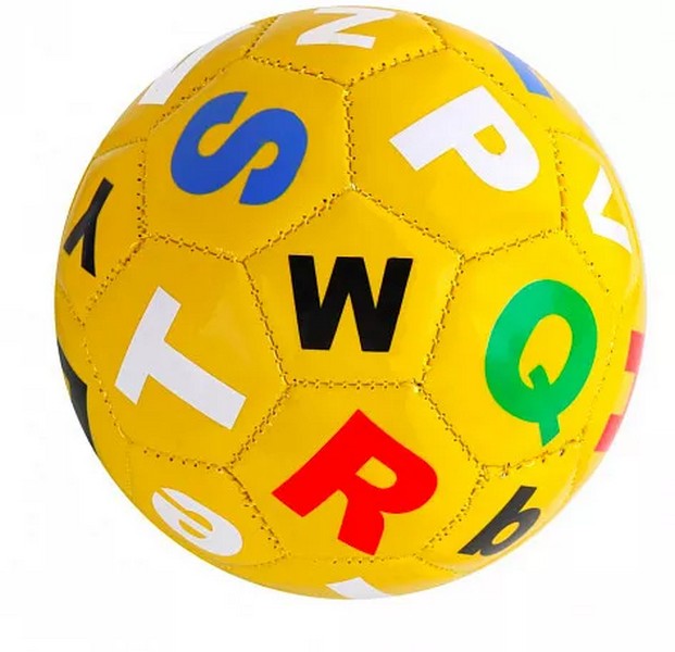 фото Мяч футбольный №2 английские буквы, желтый джамбо тойз