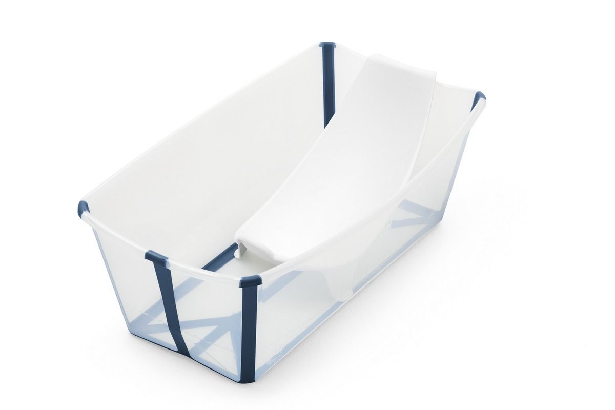 Ванночка с горкой Stokke Flexi Bath Bundle, Tub with Newborn Support Transparent Blue stokke ванночка с горкой flexi bath макси bundle