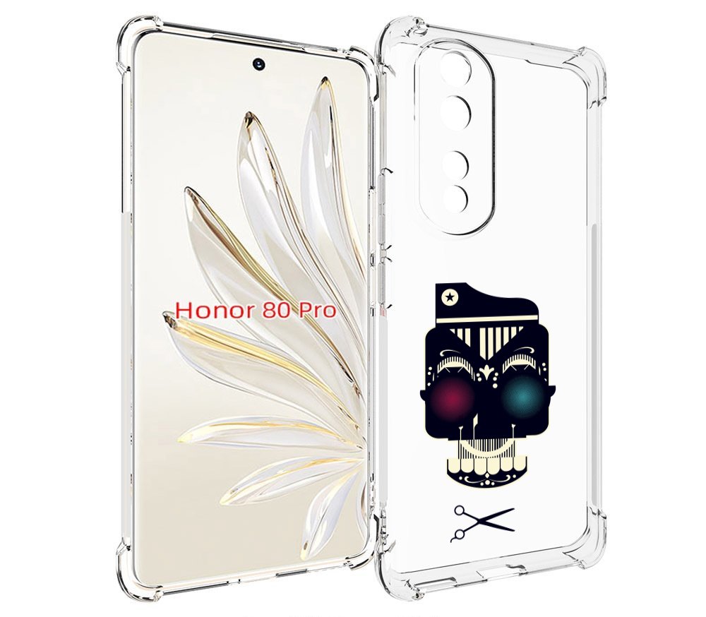 

Чехол MyPads черно белый скелет с яркими глазами для Honor 80 Pro, Прозрачный, Tocco