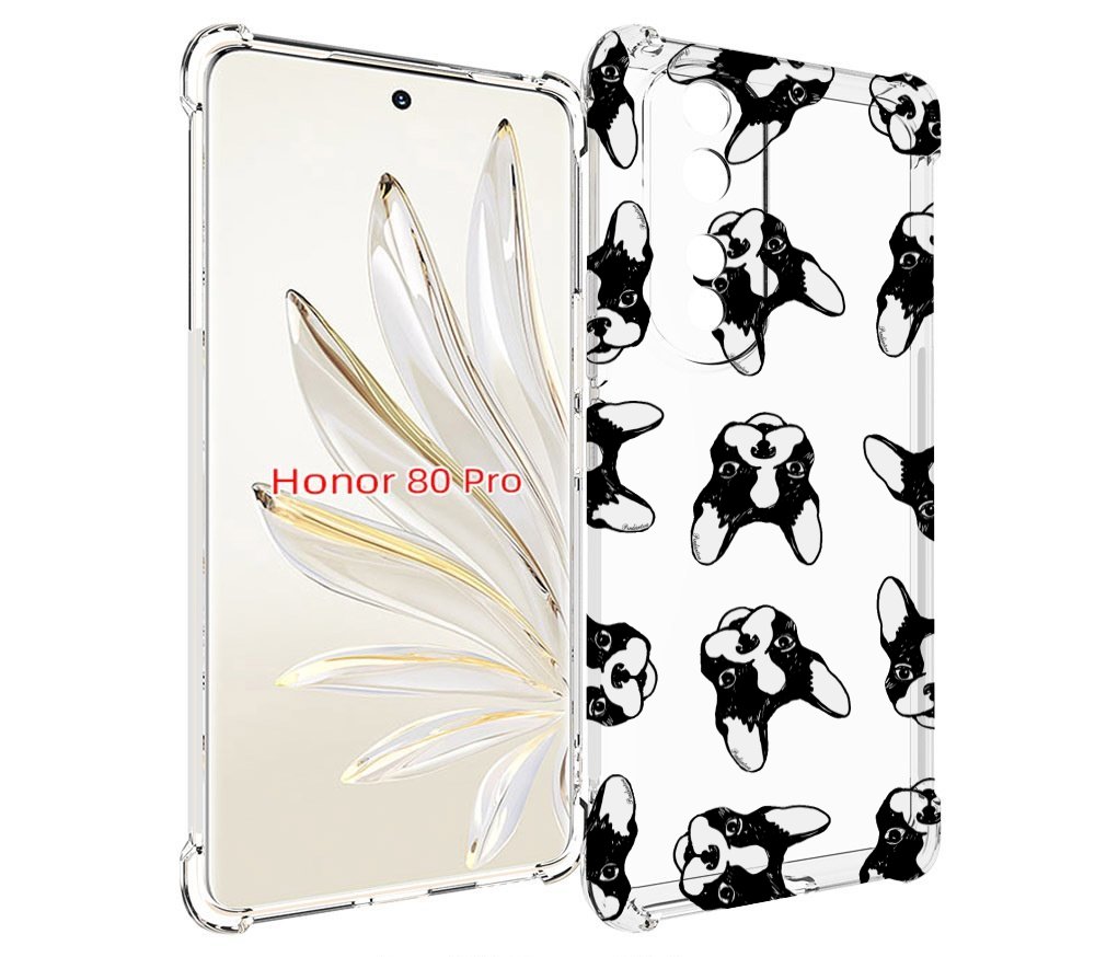 

Чехол MyPads черно белые собачки для Honor 80 Pro, Прозрачный, Tocco