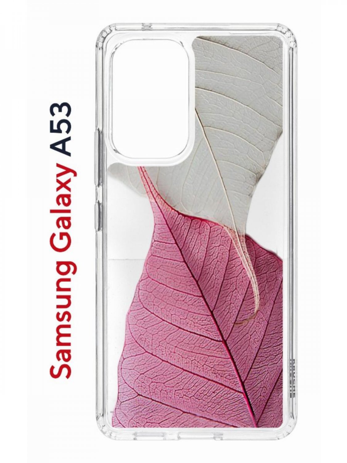 фото Чехол на samsung a53 5g kruche print pink and white,противоударный бампер,с защитой камеры кruче